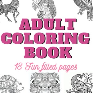 Livre de coloriage pour adultes de 18 pages à téléchargement numérique - Animal