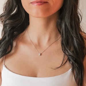 Diamond Halo Necklace 925 Sterling Silver - Dainty Diamond Cz Pendant Necklace