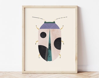 Bug Print, Printable Wall Art, Nursery Wall Decor, Insect Wall Art, Beetle Print, Modern Kids Room Print, DIGITAL DOWNLOAD