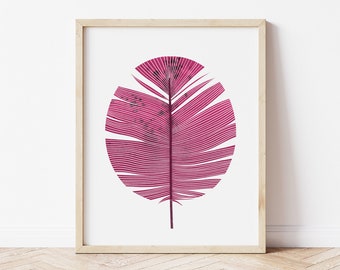 Pink Feather Print, Printable Wall Art, Nursery Wall Decor, Girls Bedroom Print, Modern Kids Room Print, DIGITAL DOWNLOAD