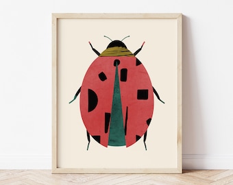 Red Ladybird Print, Printable Wall Art, Nursery Wall Decor, Modern Kids Room Print, DIGITAL DOWNLOAD