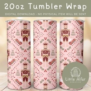 de Noël rose pour gobelets casse-noisettes | Clipart casse-noisette | Sublimation pour gobelet fin 20 oz | Casse-noisette de Noël rose en téléchargement numérique