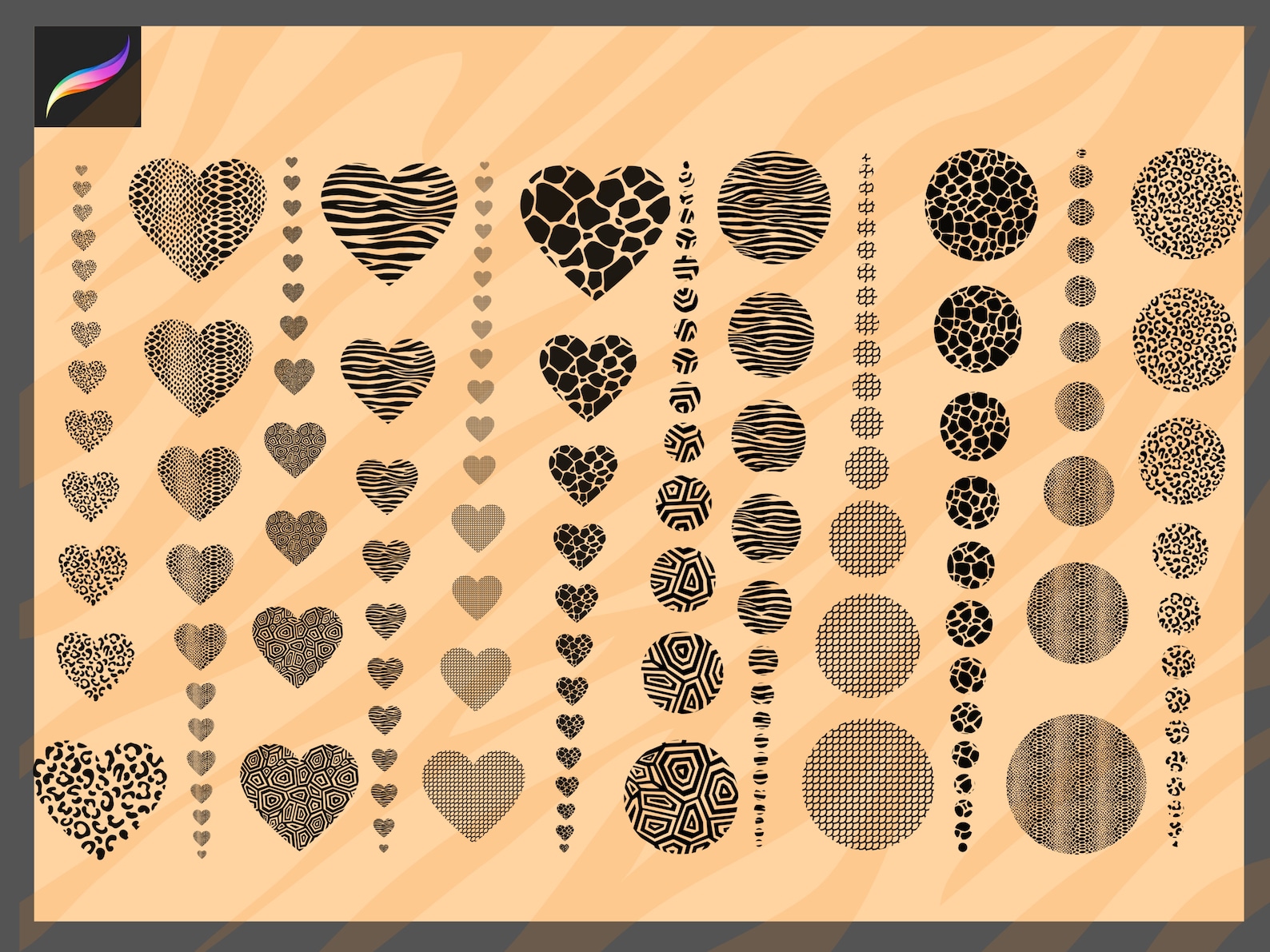 Procreate Animal Print Stamps, Procreate Stamp Set, Digital Animal