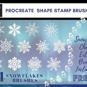 Procreate Snowflake Stamps brush, procreate brush  set, digital snowflake, digital brush, iPad brush, free brush, Christmas print on demand