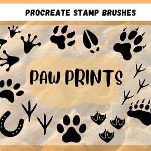 足跡 Procreate スタンプ、動物の足跡、動物の足跡、犬の足跡、猫の足跡、熊の足跡、カエルの足跡、馬の蹄、