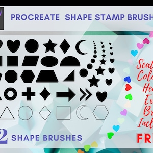 Procreate Shape Stamps, shape stamp, shape brush, procreate brush set, geometric shapes, shape design, digital brush, iPad brush, free brush
