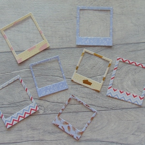 Cornici fustellate in stile Polaroid per biglietti, diari, scrapbooking, ecc. - Set di 7 disegni astratti