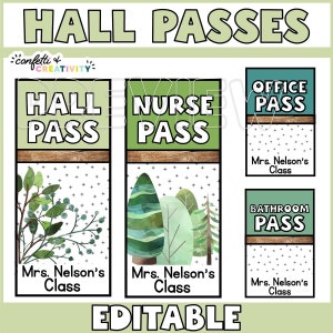 PRINTABLE Classroom Hall Passes | Personalized Classroom Hall Pass | Teacher Lanyard Classroom Pass | Editable Classroom Hall Passes