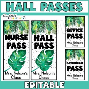 PRINTABLE Classroom Hall Passes | Personalized Classroom Hall Pass | Teacher Lanyard Classroom Pass | Editable Classroom Hall Passes
