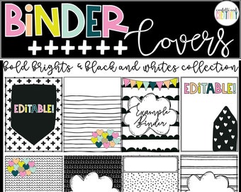 Teacher Binder Covers and Spines | Bright Binder Covers | Bold BrightBright Classroom Decor | Editable Covers | Classroom Binder Cover