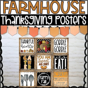 THANKSGIVING Bulletin Board Posters | Fall Bulletin Board | Fall Classroom Decor | Bulletin Board Kit | Holiday Classroom Posters