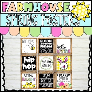 SPRING Bulletin Board Posters |  Spring Classroom | Bulletin Board Kit | Classroom Door Decor | Easy Bulletin Board | Spring Printable