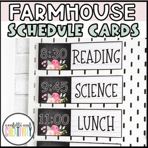 Floral Farmhouse Classroom Schedule | Editable Classroom Schedule | Farmhouse Classroom Decor | Classroom Schedule Cards | Class Management