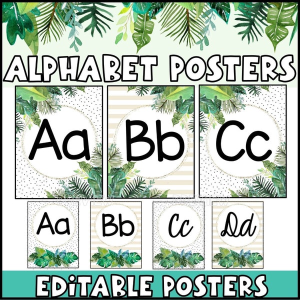 Tropical Alphabet Posters for the Classroom | Tropical Classroom Decor | Alphabet Display | Kindergarten Classroom | A-Z Posters