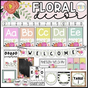 Floral Farmhouse Classroom Decor | Floral Classroom | Farmhouse Classroom | Shiplap Classroom | Classroom Theme | Teacher Classroom