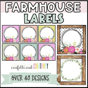 Editable Classroom Labels | Floral Farmhouse Classroom Labels | Farmhouse Classroom Decor | Classroom Labels Template
