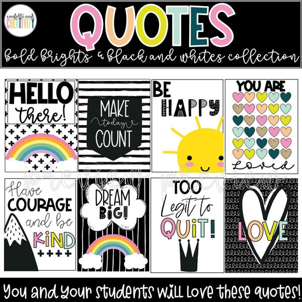 Bold Brights Classroom Quote Posters | Classroom Quotes | Bright Classroom Decor | Classroom Growth Mindset Quotes | Bulletin Board Display