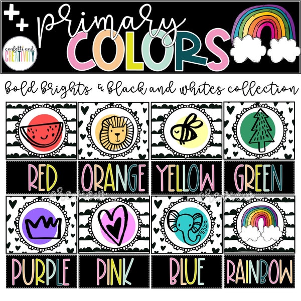 Bold Brights Color Posters for the Classroom | Primary Classroom Decor | Bright Classroom Decor | Classroom Color Posters | Kindergarten