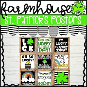 ST PATRICK&#39;S DAY Bulletin Board Posters |  St. Patrick&#39;s Classroom | Bulletin Board Kit | Classroom Door Decor | March Classroom Ideas