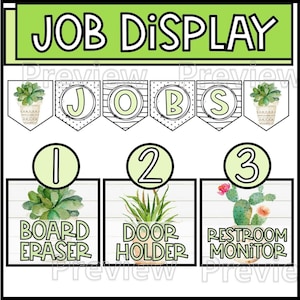 Pflanzen-Klassenzimmer-Jobs-Anzeige | Bearbeitbare Klassenzimmer-Jobs | Klassenzimmer Job Chart | Pflanzen Klassenzimmer Dekor | Klassenzimmer Organisation
