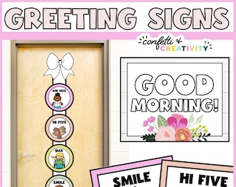 Floral Classroom Greeting Signs: Morning Choices (Digital Download)