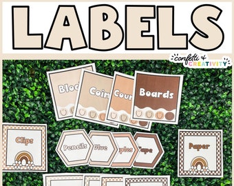Neutral Classroom Labels: Editable Decor Template (Digital Download)