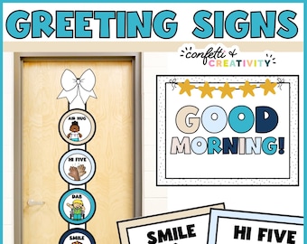 Ocean Elementary Classroom Decor: Morning Greeting Signs for Students (Digital Download)