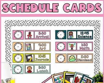 Visual Daily Schedule Cards: Colorful Elementary Classroom (Digital Download)