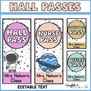 PRINTABLE Classroom Hall Passes | Personalized Classroom Hall Pass | Teacher Lanyard Classroom Pass | Editable Classroom Hall Passes