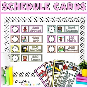 Classroom Daily Schedule Cards | Editable Classroom Schedule | Elementary School | Teacher Schedule Cards | Printable Schedule Cards