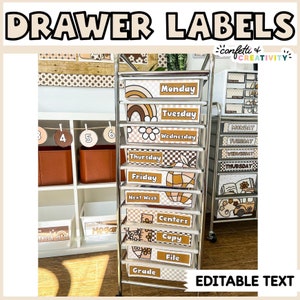 Neutral 10 Schubladen Rollwagen Etiketten | Lehrer Trolley Labels | Lehrer Aufkleber | Neutrale Klassenzimmer Dekoration