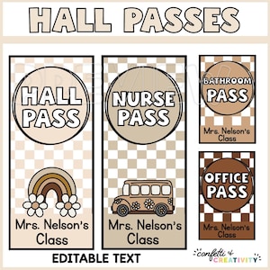 PRINTABLE Classroom Hall Passes | Personalized Classroom Hall Pass | Teacher Lanyard Classroom Pass | Editable Classroom Hall Passes