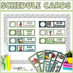 Tarjetas de horario diario de la naturaleza / Horario de aula editable / Escuela primaria / Tarjetas de horario de maestros / Tarjetas de horario imprimibles