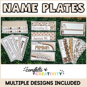 Neutral Student Desk Plates | Student Name Tags | Desk Name Plates for Students | Editable Classroom Name Tags | Elementary Classroom