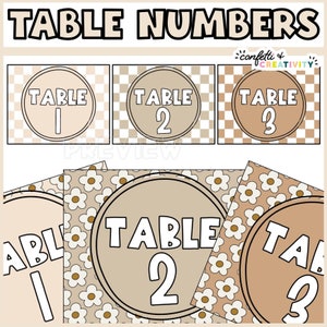 Table Numbers for the Classroom | Neutral Classroom Decor | Classroom Table Group Numbers | Teacher Resources | Elementary Classroom