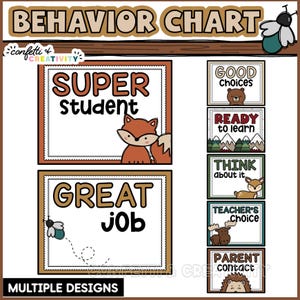 Camping Themed Editable Classroom Behavior Chart | Positive Behavior Tracker, Nature Theme Teacher Tool, Printable Student Behavior Chart