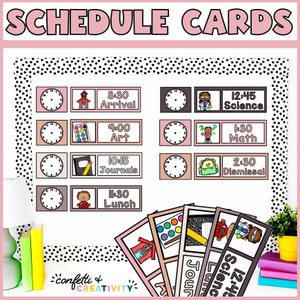 Boho Daily Schedule Cards | Editable Classroom Schedule | Elementary School | Teacher Schedule Cards | Printable Schedule Cards