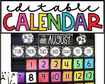 Bright Classroom Calendar Pack | Pocket Chart Calendar Cards | Flip Classroom Calendar | Bright Classroom Decor | Classroom Calendar Display