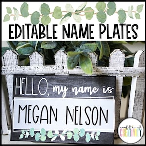 Modern Farmhouse Student Desk Plates | Student Name Tags | Desk Name Plates for Students | Editable Classroom Name Tags