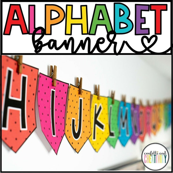 Alphabet Banner for the Classroom | Bright Classroom Decor | ABC Banner | Banner Letters Alphabet A-Z | Kindergarten Classroom