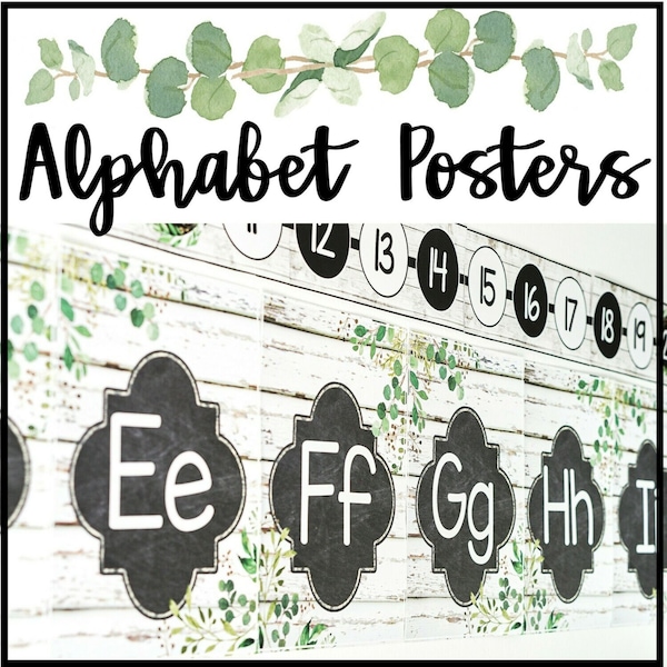 Farmhouse Alphabet Posters for the Classroom | Modern Farmhouse Classroom Decor | Alphabet Display | Kindergarten Classroom | A-Z Posters