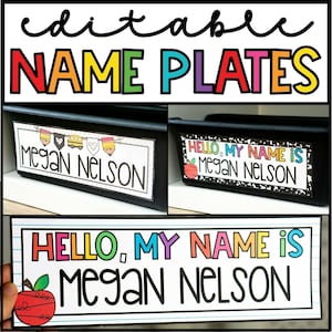 Bright Student Desk Plates | Student Name Tags | Desk Name Plates for Students | Editable Classroom Name Tags | Elementary Classroom