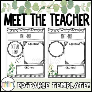 Plantilla editable para conocer al maestro / Decoración moderna de aula estilo granja / Carta para conocer al maestro / Plantilla para maestro / Aula estilo granja