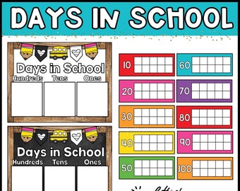 Bright Days at School Posters | Days at School Tally | School Tally | Days of School Tally | Bright Classroom Decor | 100 Days of School