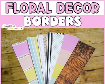 Bordures de tableau d'affichage florales de ferme à imprimer | Présentoir pour babillard | Pack de bordures pour tableau d'affichage | Décoration florale de ferme pour salle de classe