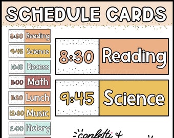 Neutral Classroom Schedule Cards: Editable Elementary Decor (Digital Download)