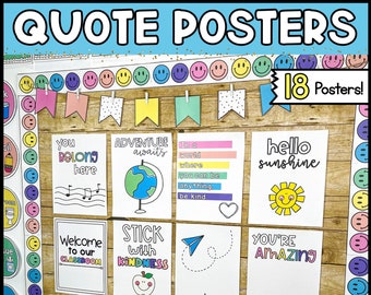 Inspirational Classroom Quote Posters: Bright Classroom Decor (Digital Download)