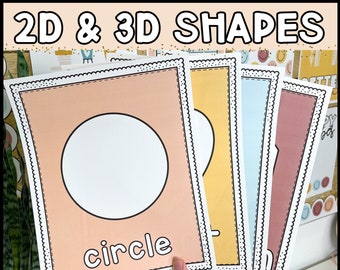 2D and 3D Shapes Posters for the Classroom | Neutral Classroom Decor | Kindergarten Posters | Shapes Posters for the Classroom