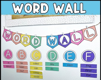 Bright Word Wall Classroom Display | Alphabet Word Wall | Editable Word Wall | Bright Classroom Decor