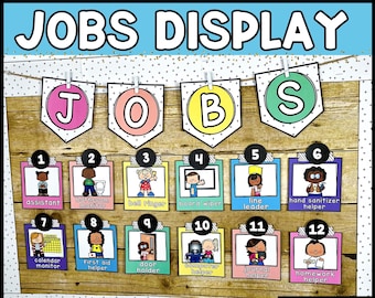 Bright Classroom Jobs Display | Editable Classroom Jobs | Classroom Job Chart | Bright Classroom Decor | Classroom Organization